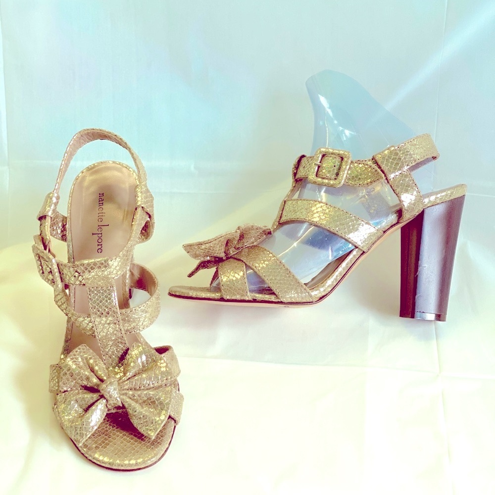 Nanette Lepore Italy Leather Gold Sandals